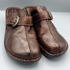 BOC Born Concept Heels Brown Leather Mules Shoes Women's Size 10/42